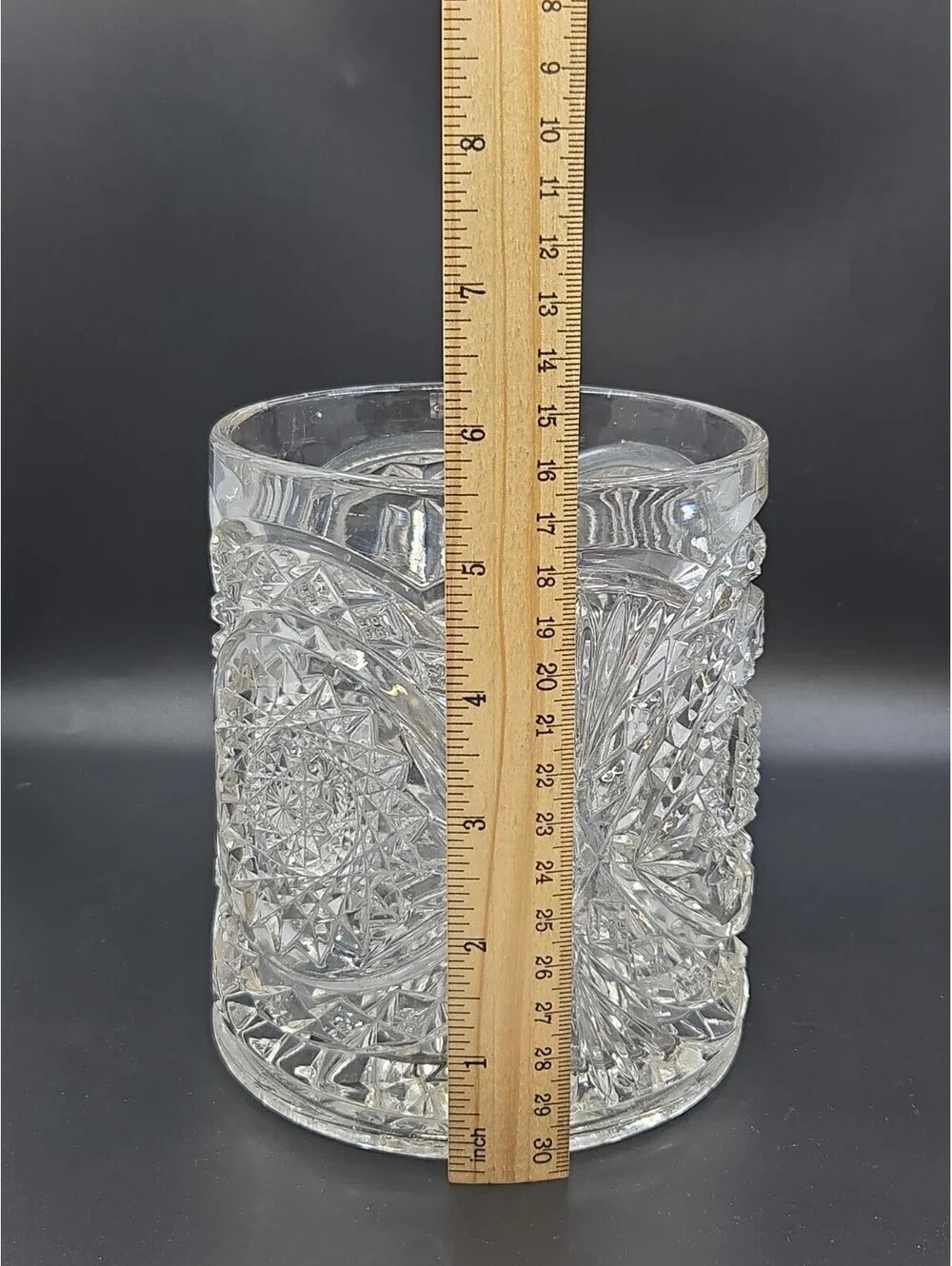 Vintage Imperial Glass Hobstar Roanoke Biscuit Barrel Cracker Jar w/Lid 7.75